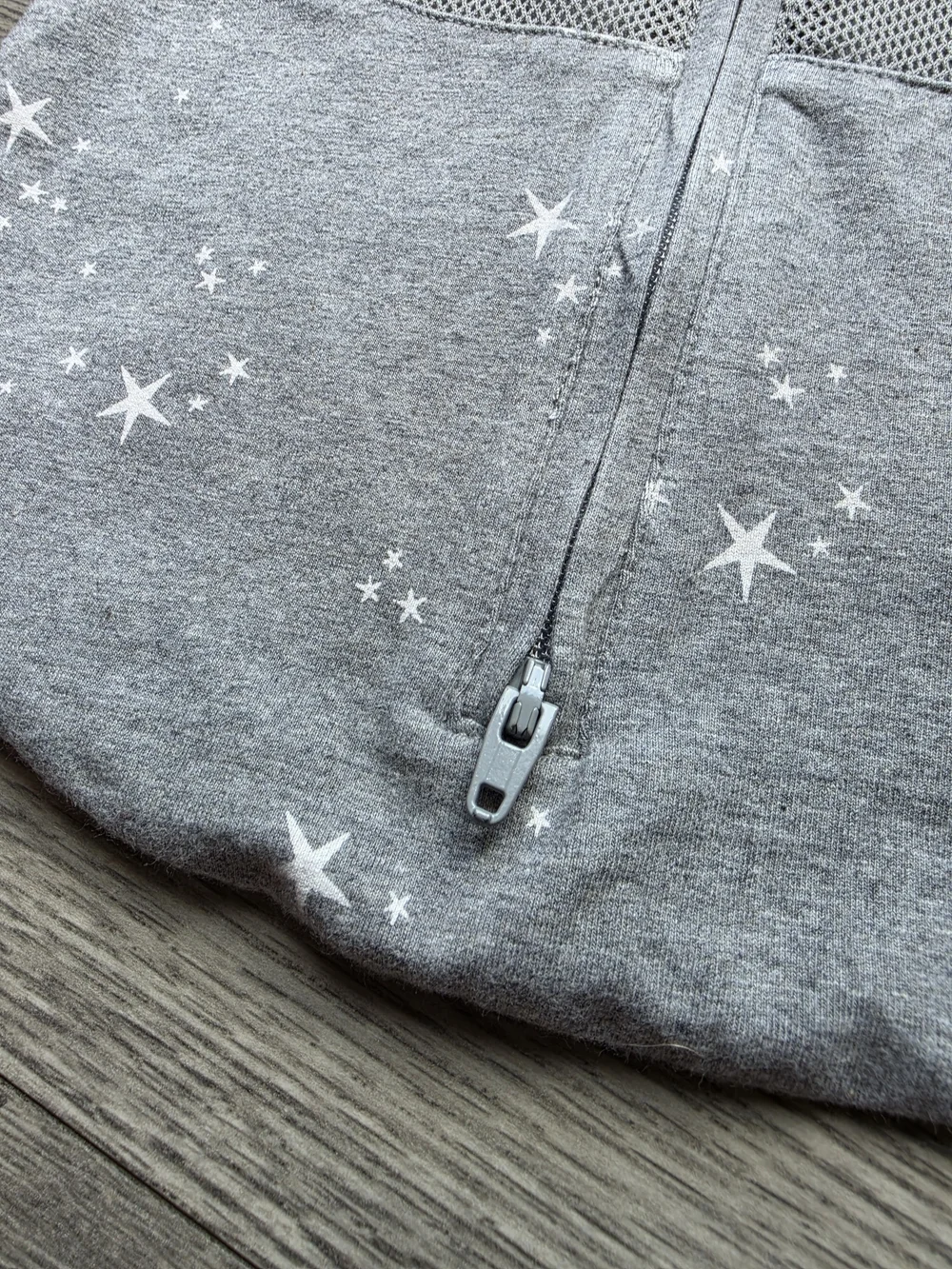 Grey Star-Print Baby Swaddle Sleep Sack with Center Zip